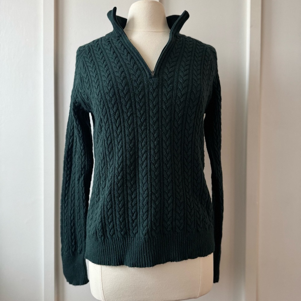 Eddie Bauer Cable Knit Half-Zip Sweater – Medium – Cashmere Angora Blend